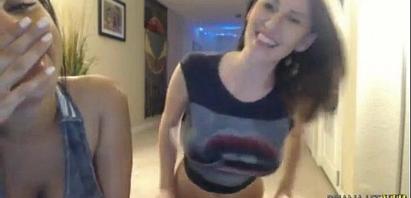  Briana Lee and Amber Hahn playing on webcam